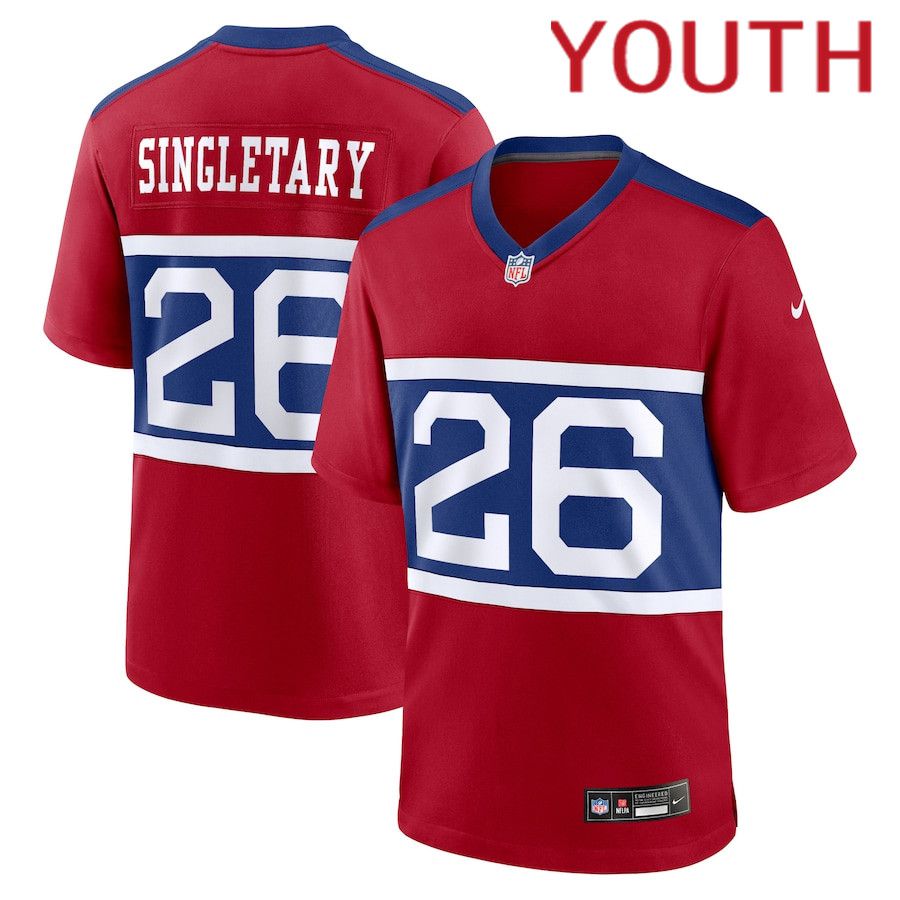 Youth New York Giants #26 Devin Singletary Nike Century Red Alternate Player Game NFL Jersey